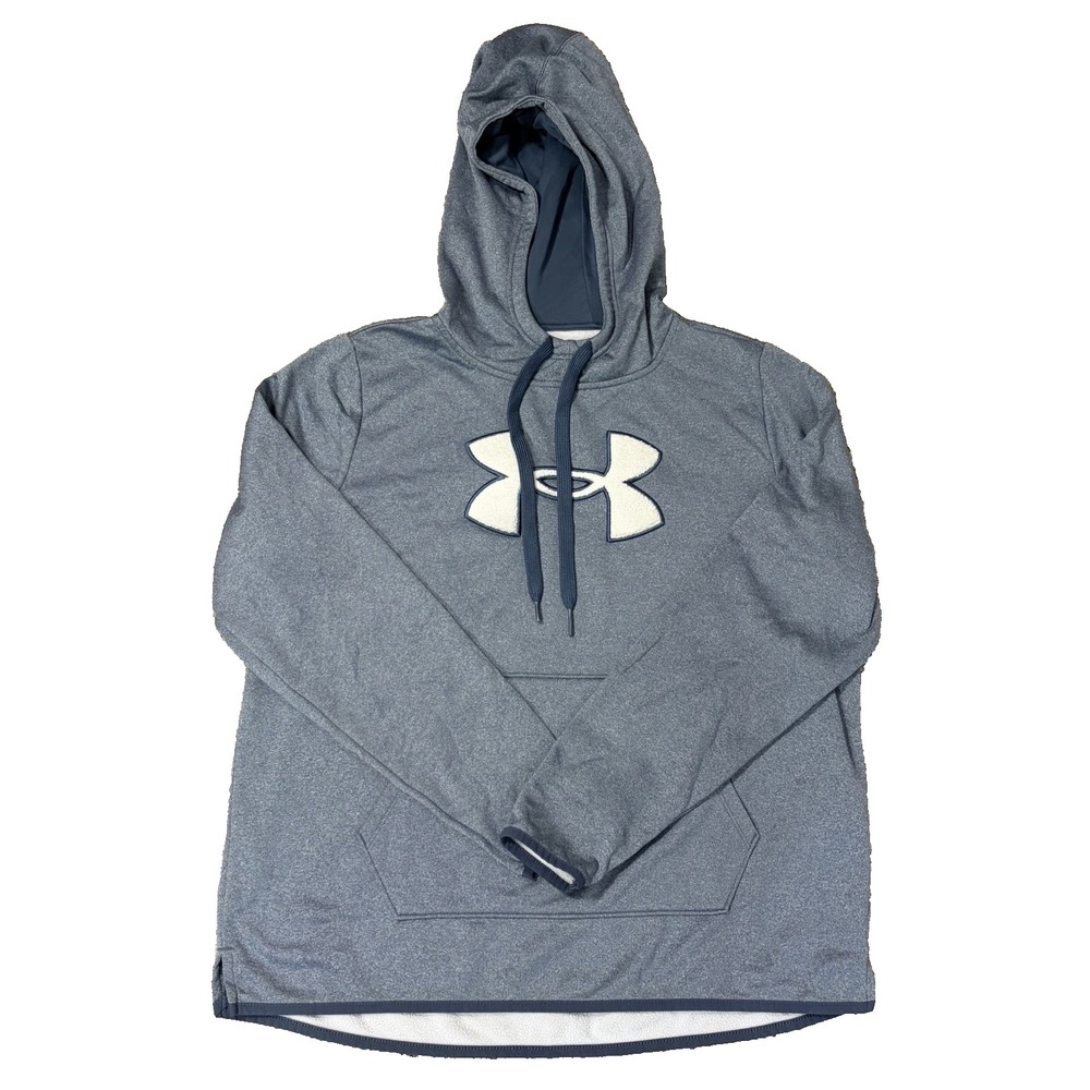 Under Armour Hoodie Womens XL Loose Gray Fleece Big Logo Chenille Athleisure